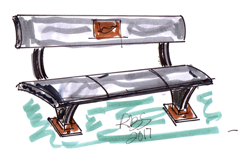 Benches made of recycled composite material